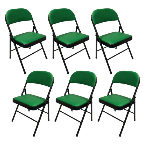 (Green, 6) Artificial Faux Leather Home Office  Folding Chair