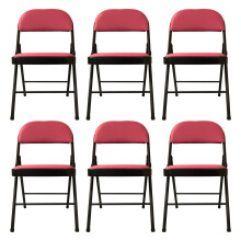 (Pink, 6) Artificial Faux Leather Home Office  Folding Chair