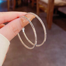 925 Sterling Silver Needle Hoop Earrings for Women Jewelry Large Round Party Female Earrings