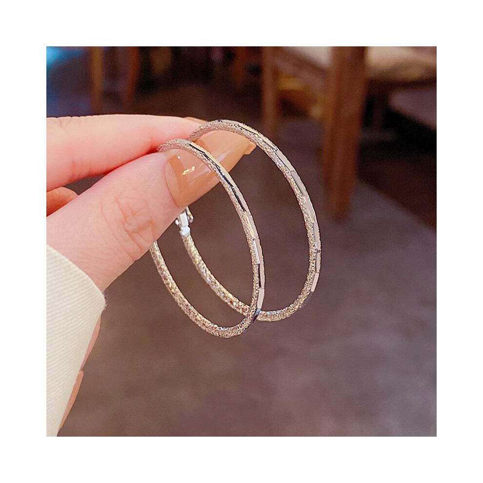 925 Sterling Silver Needle Hoop Earrings For Women Jewelry Large Round Party Female Earrings Multicoloured