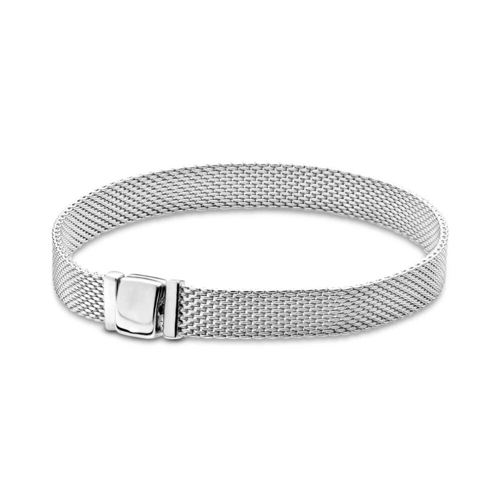 Reflexions Mesh Bracelet Sterling Silver S925 Watch Chain European And Clip Beads DIY Bangle Jewelry