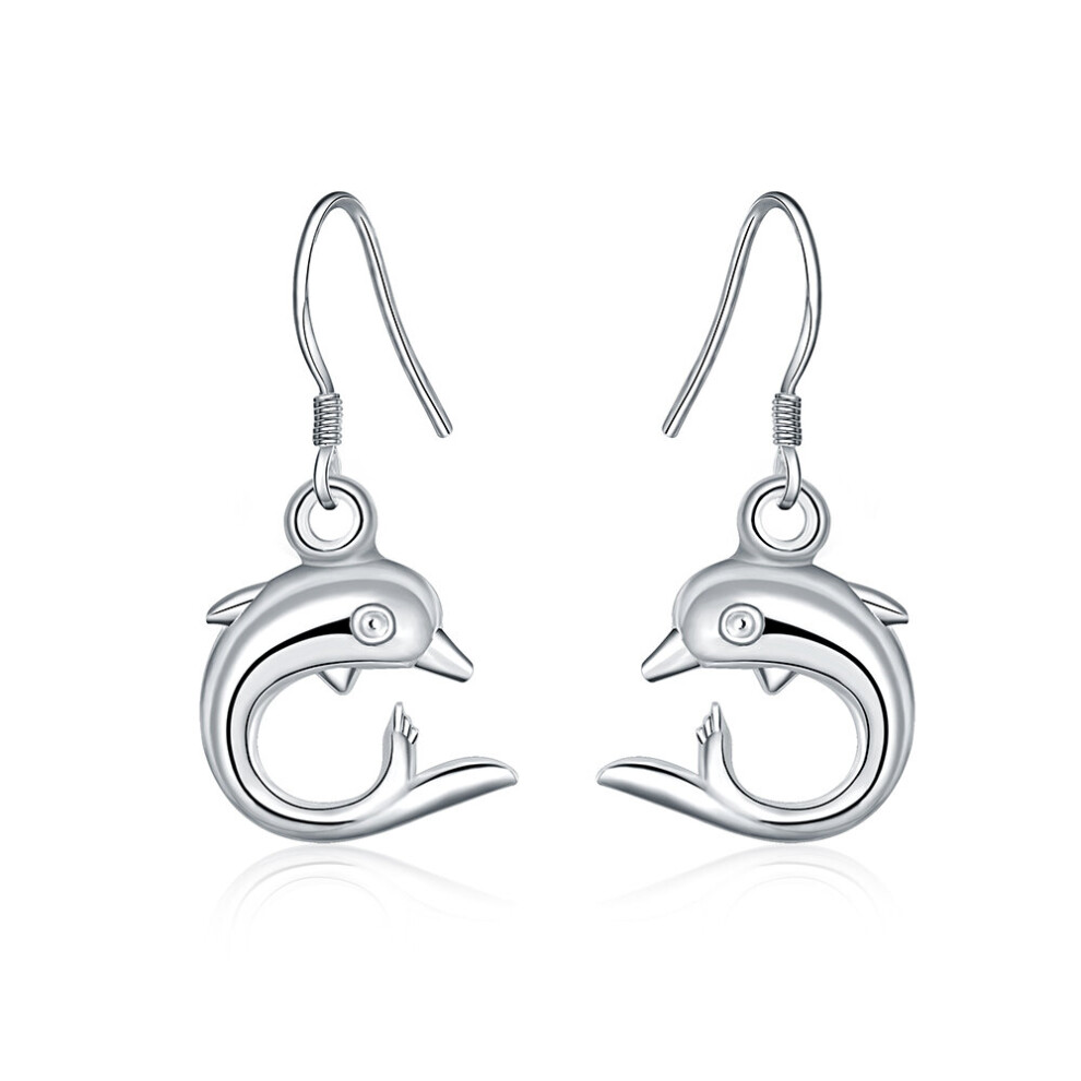 925 Sterling Silver Dolphin Drop Earrings For Women - Long Dangle Jewelry, Christmas Gift Multicoloured