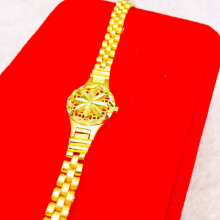Pure 24K 999 Yellow Sun Flower Bracelets for Women Classic Watch Buckle Bracelets Christmas Jewelry Never Fade