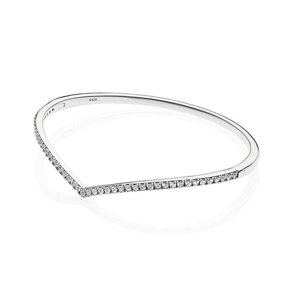 925 Sterling Silver Moments Shimmering Wish With Crystal Bracelet Bangle Fit Bead Charm Diy Jewelry Multicoloured