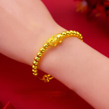 Real 100% 24K Lucky Pixiu Beads Bracelets for Women Bridal Men Jewelry Link Chain Bracelets Bridal Wedding Jewelry