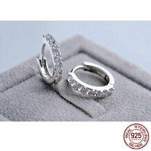 100% Real 925 Sterling Silver Crystal Circle Earring For Women Making Jewelry Gift Wedding Party Engagement E024