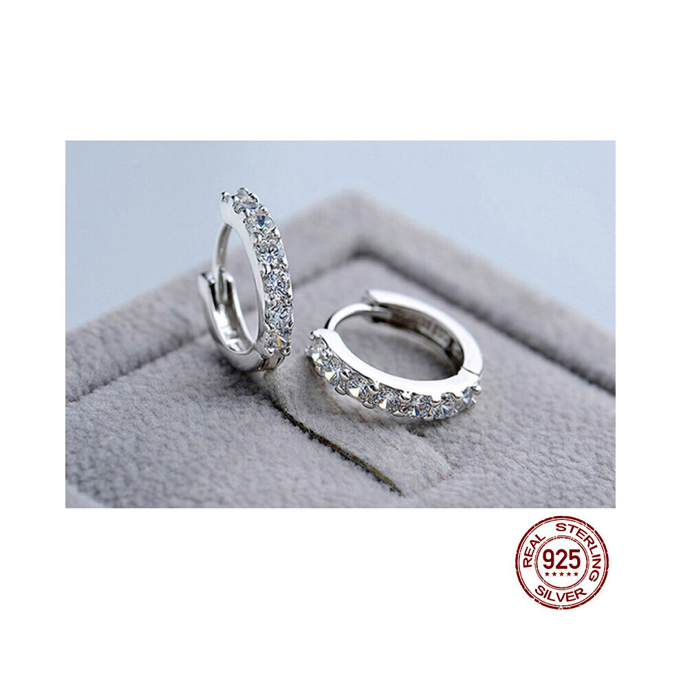 100% Real 925 Sterling Silver Crystal Circle Earring For Women Making Jewelry Gift Wedding Party Engagement E024 Multicoloured