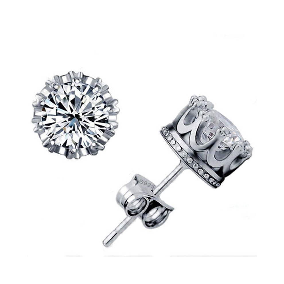 Nice Unisex Stud Earings 925 Sterling Silver Jewelry Cubix Zirconia Crystal Silver Stud Earrings Hot