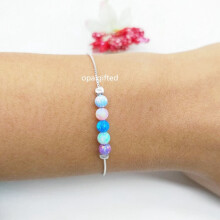 (1pc/lot?Fashion 4mm Round synthetic Opal Bracelet for Women 925 Silver with 5 opal Round Ball Beaded Bracelets Jewelry