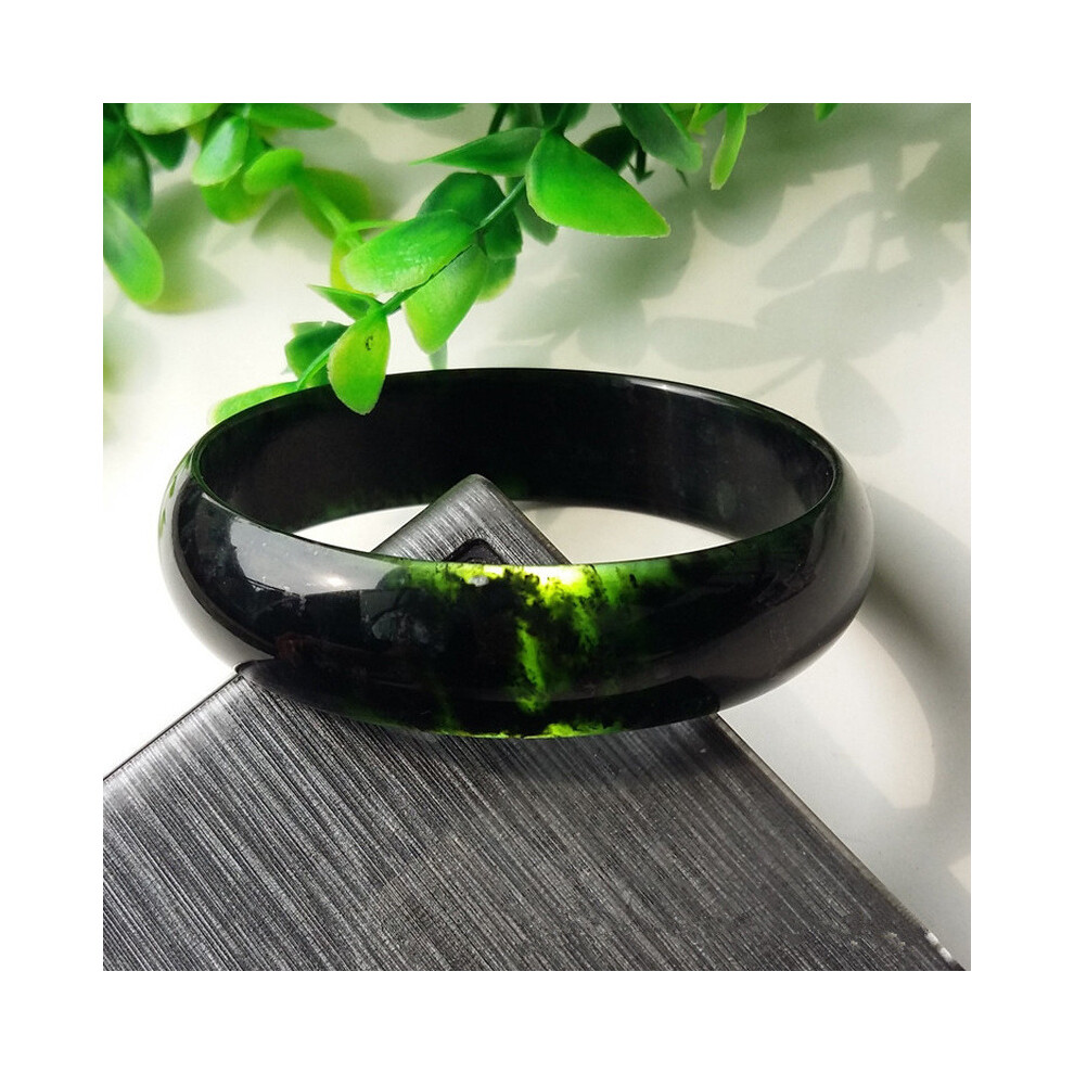 Natural Chinese Ink Jade Hand Carved Wide Band Bracelet Jewelry Men's and Women's and Green Bracelets-image-OPC-PBSFPSR-NEW