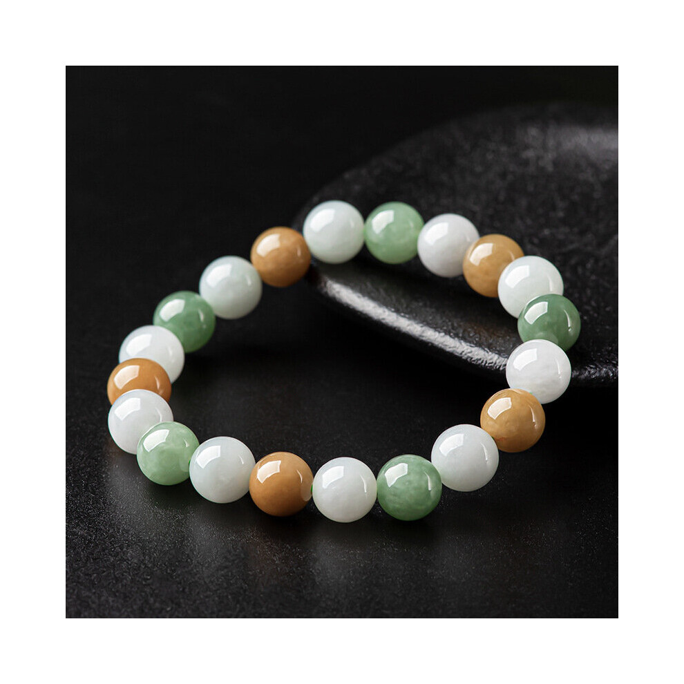 Natural Myanmar Beads Jade10mm Tricolor Bracelet Waxy Jadeite Women's Jewelry Drop-image-OPC-PBSFPV2-NEW