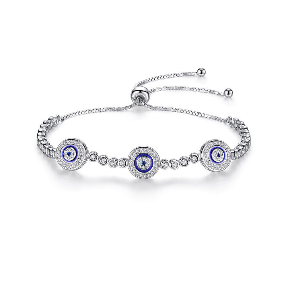 Evil Eye Hamsa Bracelets For Women 925 Sterling Silver Round CZ Tennis Bracelet Rose Jewelry Men-image-OPC-PBSFRTG-NEW