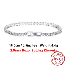 925 Sterling Silver Tennis Bracelet For Women 2.5/3.0mm Bezel Setting Cubic Zirconia Bracelet Jewelry SB115