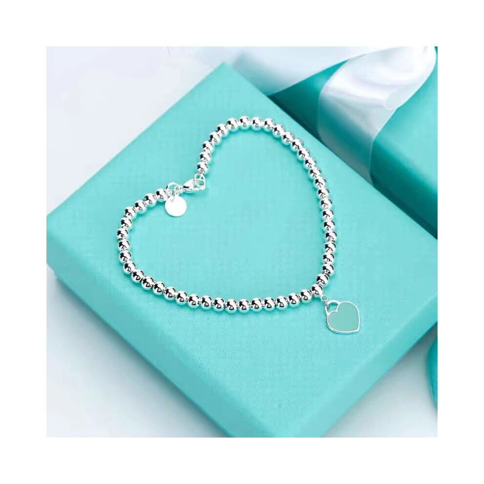in TIF Classic Green Red Enamel Heart 925 Sterling Silver Bracelet for Women High Jewelry