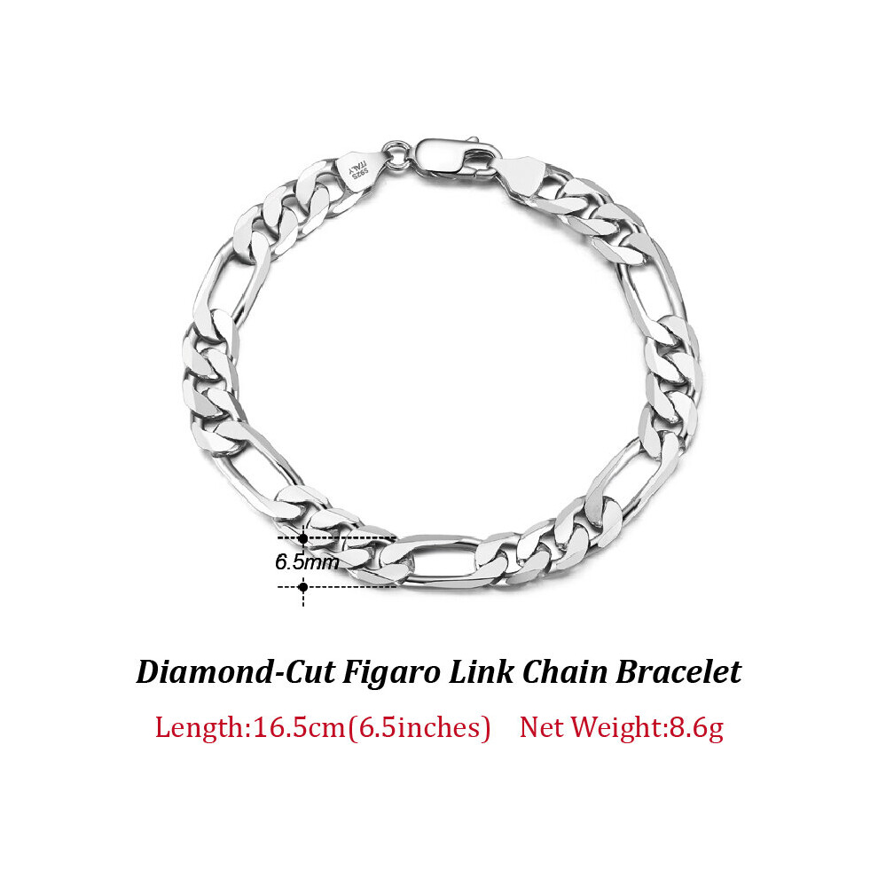 925 Sterling Silver Italian 6.5mm Diamond-Cut Link Chain Bracelet for Men Teen Women Jewelry SB108-image-OPC-PBSFRVZ-NEW