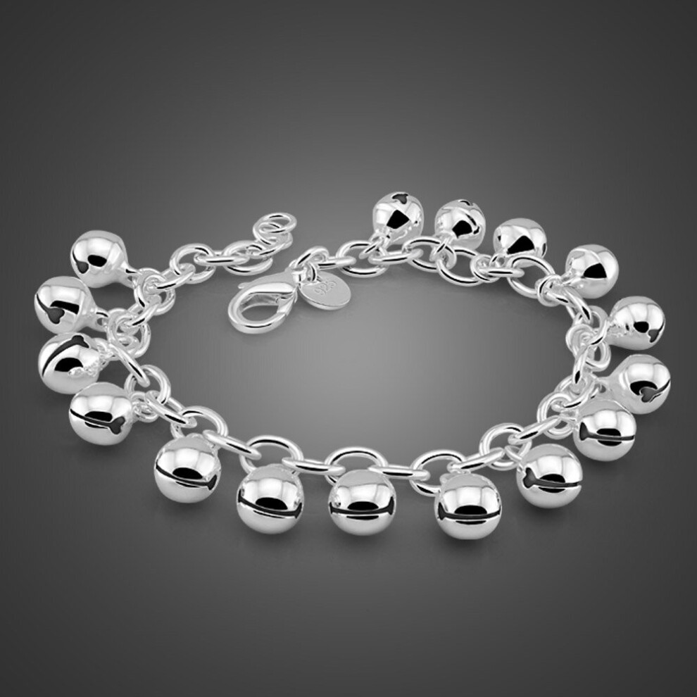 Woman 100% 925 Sterling Silver Bracelet Solid Silver Girl Bell Bracelets Lovely Bracelet Ball Girl Charming Lady Jewelry Multicoloured