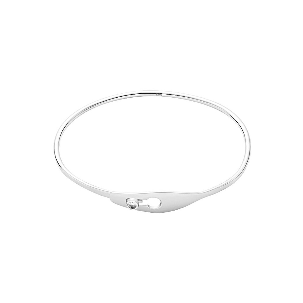 100% Real 925 Sterling Silver Classic Snap Bracelet With Zircon CZ Thin Bangle For Women Gift Femme Jewelry-image-OPC-PBSFVPQ-NEW