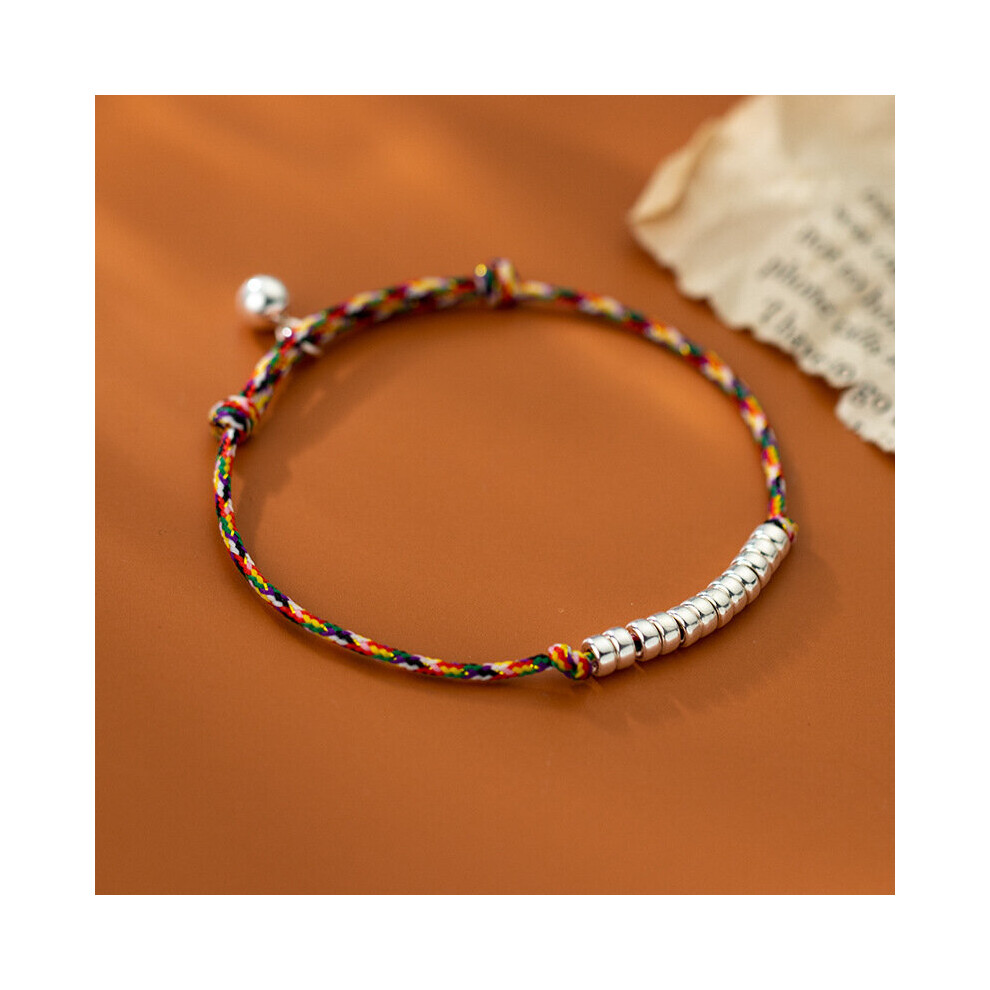 S925 Sterling silver bead ring rope hand woven rope bracelets for women small pure and fresh and contracted fine Jewelry-image-OPC-PBSFVTR-NEW