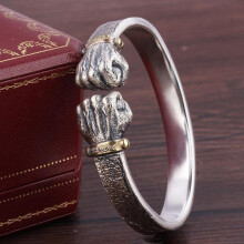 Bracelet Argent Power In Hand Bracelet Argent 999 Personnalité Rétro Solid Open Fist Power Fist Bracelet Manchette Argent Cadeau