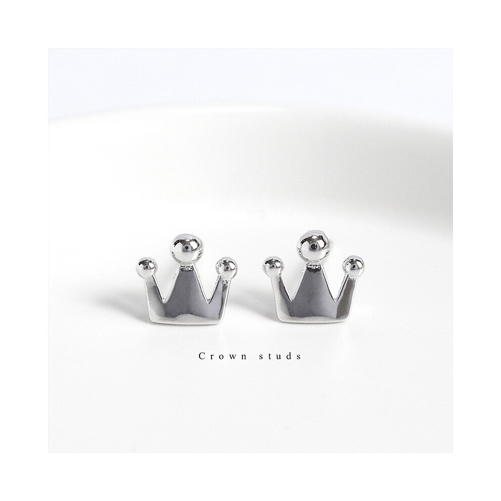 925 Sterling Silver Version Mini Crown Earrings Women Wedding Party Jewelry Accessories