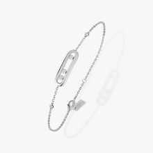 925 Sterling Silver Women's Rose Bracelet with Three Movable Diamonds. High fine jewelry. present