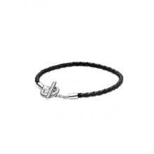 Summer 100% High S925 Sterling Silver Braided Leather T Bracelet Romantic Diy Jewelry Set Gift For Couples