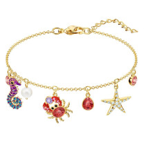 Bohemian Sea Life Charm Bracelet - Adjustable Seahorse, Crab & Starfish Jewelry for Women
