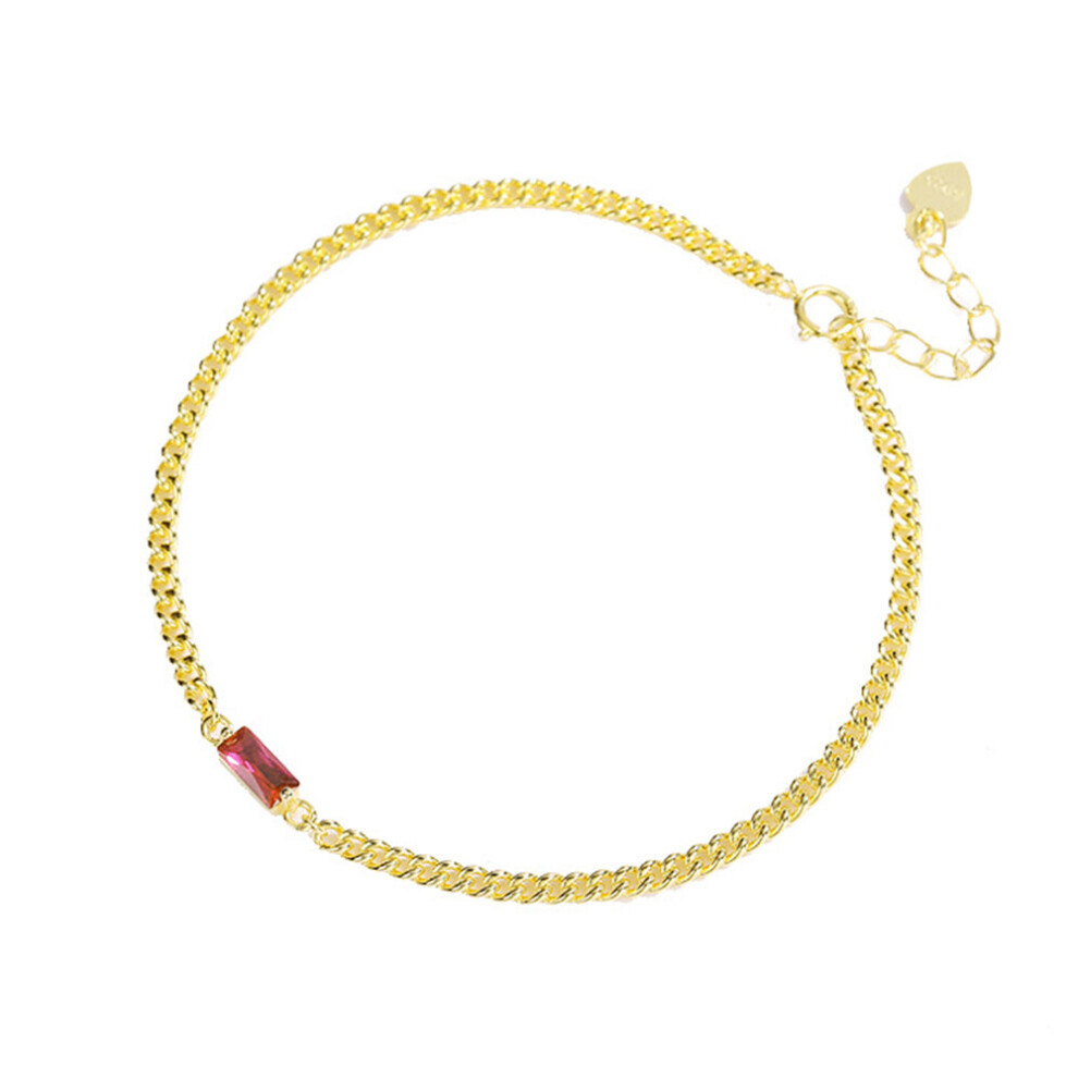 S925 Sterling Silver Bracelet Women's Diamond Bracelet Red Zircon Jewelry Girl's Wedding Gift-image-OPC-PBSFZY9-NEW