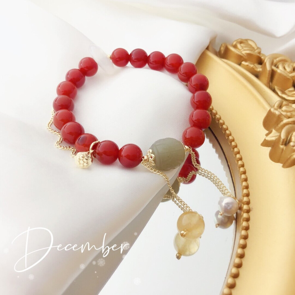 Natural Red Agated Bracelet 14k Filled Jewelry For Women Gift-image-OPC-PBSG2GS-NEW