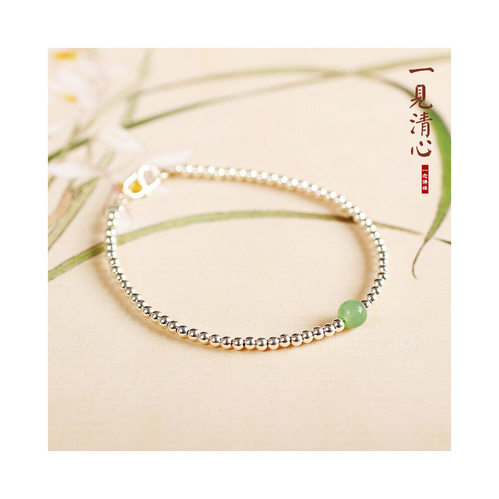High 925 Sterling Silver Natural Green Emerald Jade 5mm Beads Ladies Bracelets Women Fine Jewelry Gift-image-OPC-PBSG5FJ-NEW