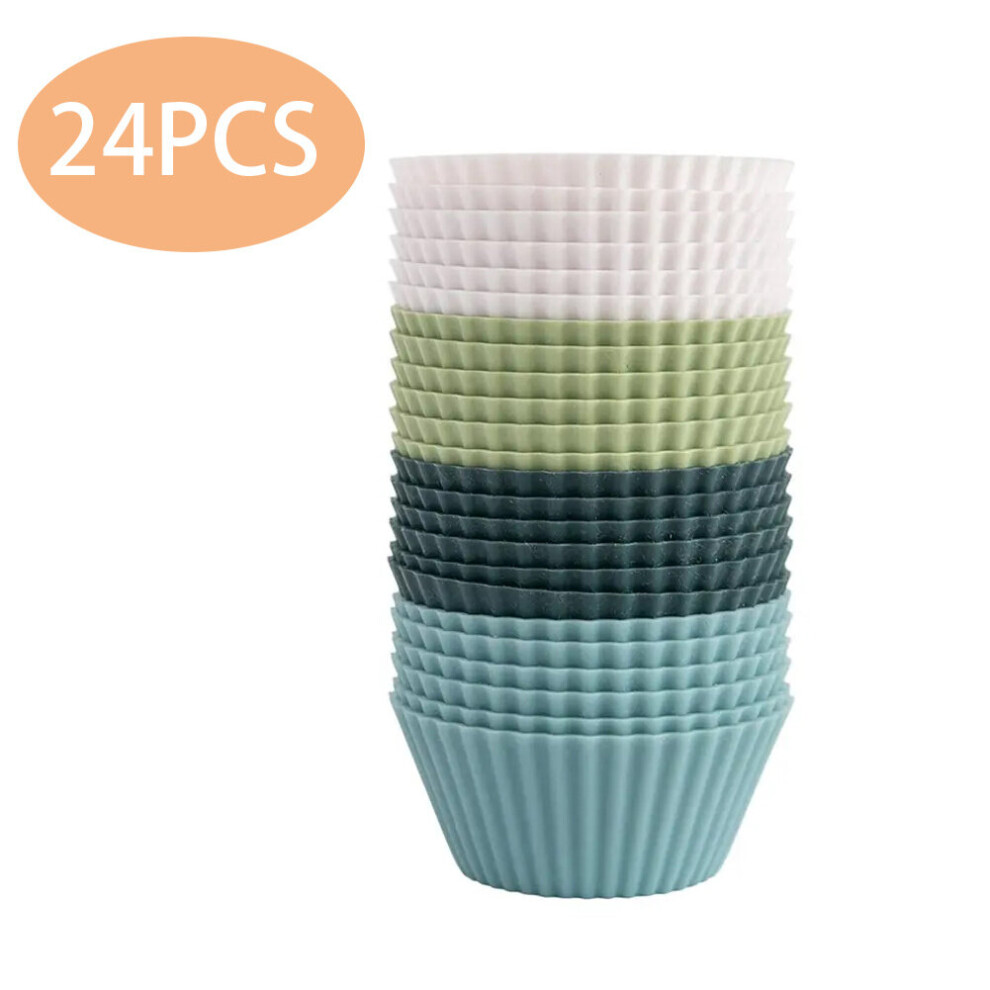 (Set of 24) Reusable Silicone Muffin Baking Cups Multicolour