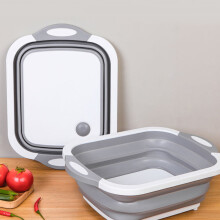 3-in-1 Collapsible Cutting Board Drain Basket Dish Tub