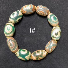1pcs/lot Natural Gem Three Eyes Agate Dzi green brown Weathered Horseshoe men accessories gem jewelry amulet folk-custom taki
