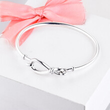 Mother's Infinity Knot Bangle Bracelet 925 Sterling silver Bangles Bracelets for women fit charms beads DIY Jewelry