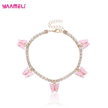 Colorful Butterfly Anklet Tennis Chain Foot Chain Jewelry for Women Girl Summer Beach Anklet Butterfly Barefoot Chain