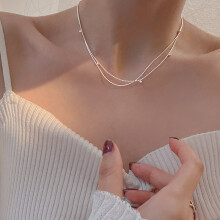 NK119 925 Sterling Silver Clavicle Chain Bead Choker Necklace for Women - Fine Jewelry, Wedding Gift