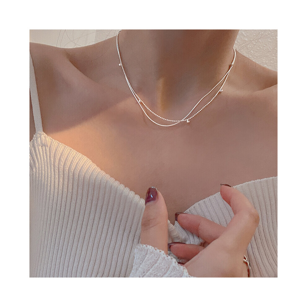 Nk119 925 Sterling Silver Clavicle Chain Bead Choker Necklace For Women - Fine Jewelry, Wedding Gift Multicoloured