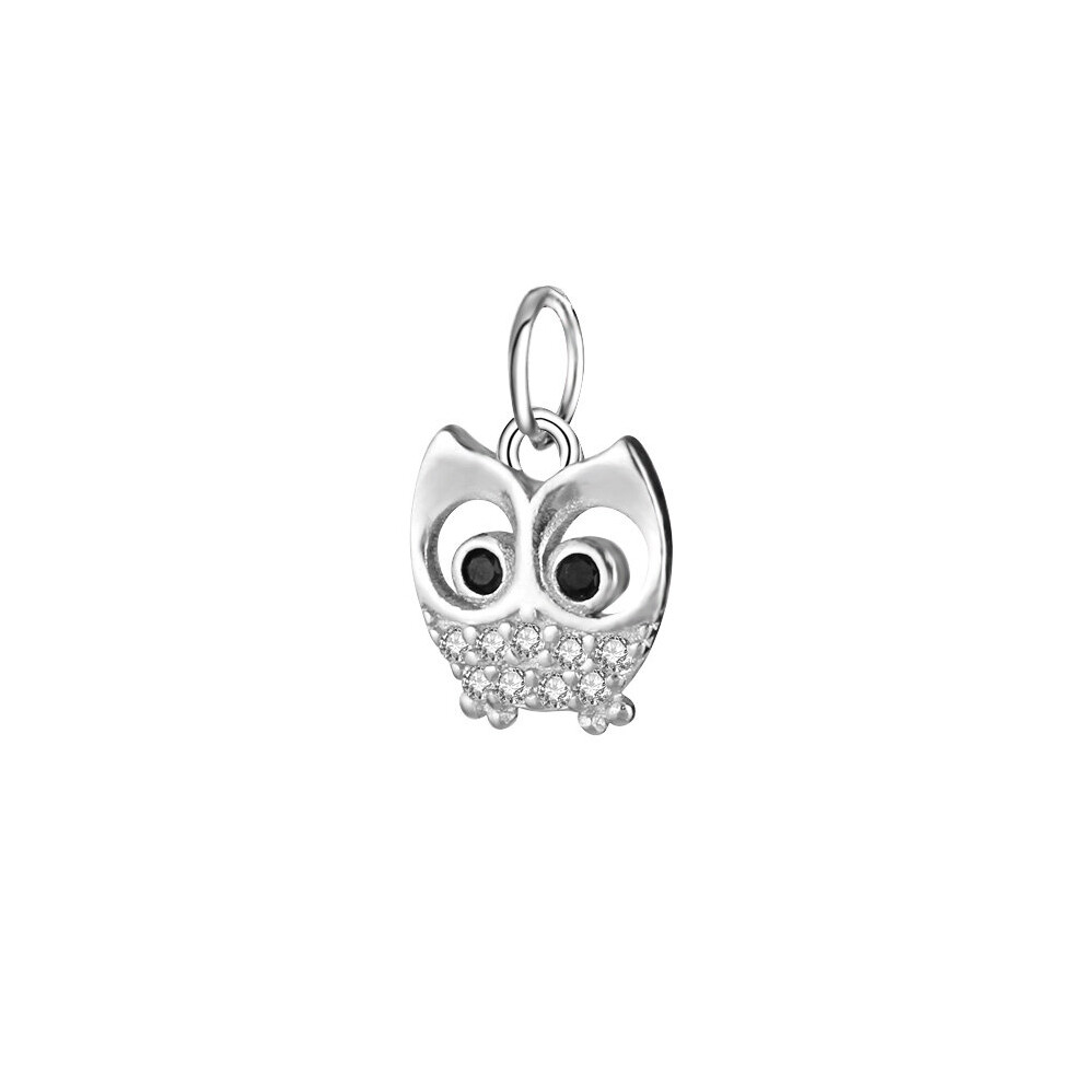 TrustDavis Real 925 Sterling Silver Sweet Owl CZ Charm Pendant DIY Accessories DZ46-image-OPC-PBSGDGY-NEW