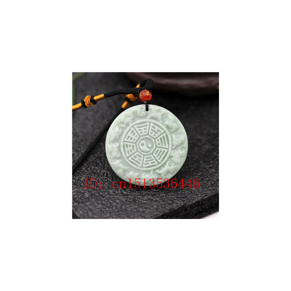 Natural Chinese Zodiac Carved Jade Pendant Green Tai Chi Gossip Necklace Charm Jewellery Lucky Amulet-image-OPC-PBSGDY2-NEW