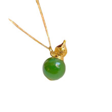 Catena Accessori Charms Amuleto Talismani Naturale Vintage Argento 925 Gioielli Verde Giada Zucca Collana Ciondolo
