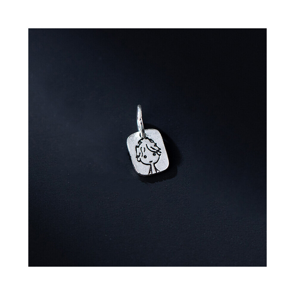 TrustDavis Real 925 Sterling Silver Boy Geometry Square Pendant DIY Accessories Fine Jewelry HY314-image-OPC-PBSGJ8H-NEW