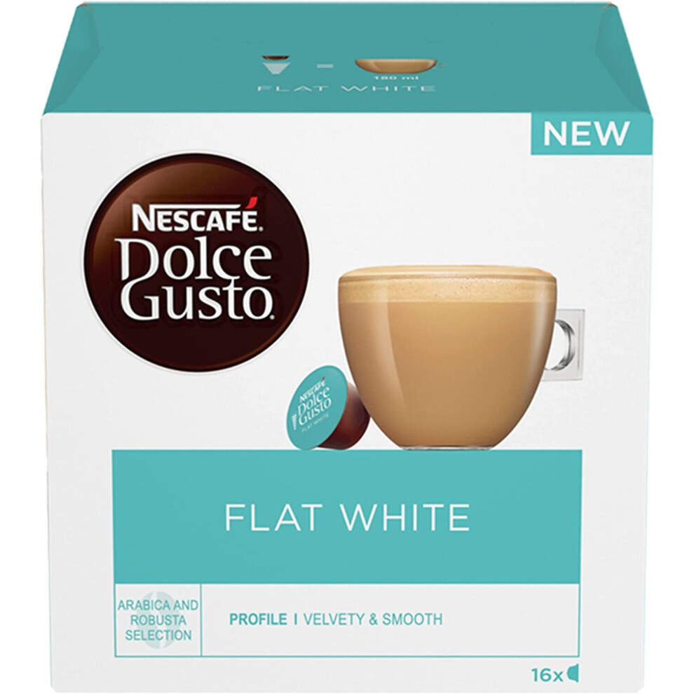 Nescafe Dolce Gusto Flat White Coffee Pods 16 Count (Pack of 3)