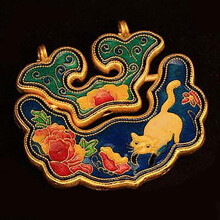 enamel porcelain colorful craft Ruyi lock pendant Chinese retro unique charm men and women silver jewelry
