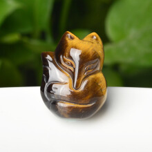 Natural Tigereye Stone Jade Fox Pendant Necklace Charm Jewellery Accessories Hand-Carved Man Woman Luck Amulet