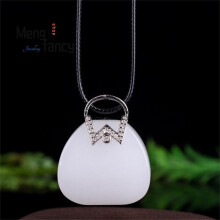 Natural Hetian Jade Handbag Blessing Pendant Charms Retro Men Women Couple Jewelry Holiday