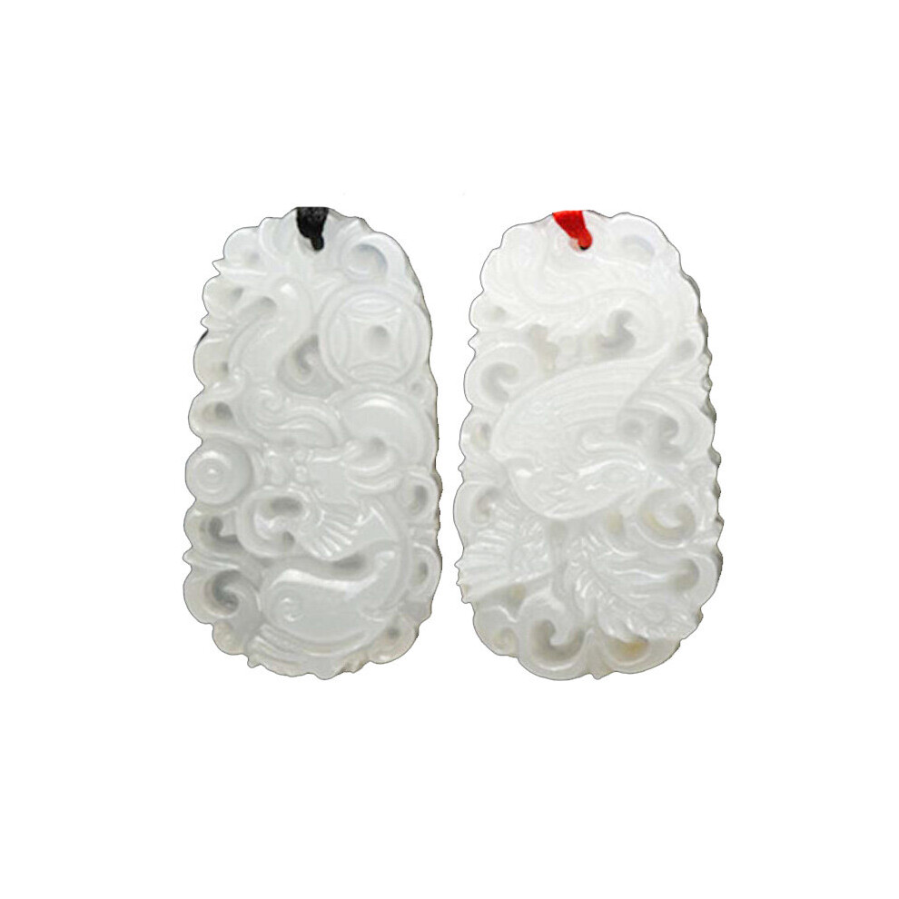 One Pair Natural Jade Dragon and Phoenix Pendant Jade Necklace Pendant Jewelry Gift Rope-image-OPC-PBSGMQ5-NEW