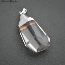 Natural Clear Crystal Quartz Surface Cutting Nugget Stone Pendant Fit Necklace Jewelry Making