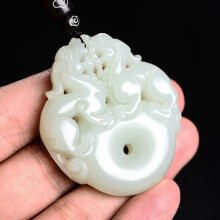 Natural Jade Statue Shuanglong Pendnat Chinese Carved Charm Amulet for Men Women Lucky Jade Necklaces Jewelry