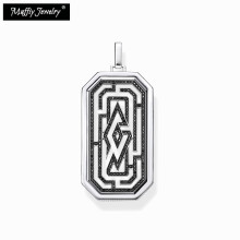 925 Sterling Silver Maze Dog Tag Pendant Fit Necklace Street Style Boy & Girl Jewelry Gift For Men