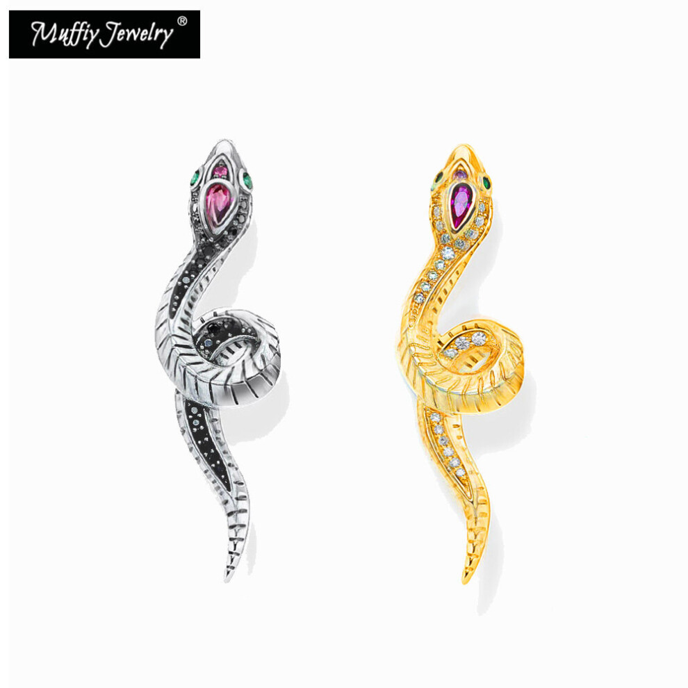 Pendant Powerful Snake 925 Sterling Silver Golden With Zirconia Fine Jewelry Accessories Fit Necklace Lucky Protection Gift-image-OPC-PBSGNBB-NEW